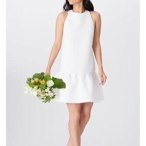 New $450 Amsale Ruffle Hem Faille Dress Sz M